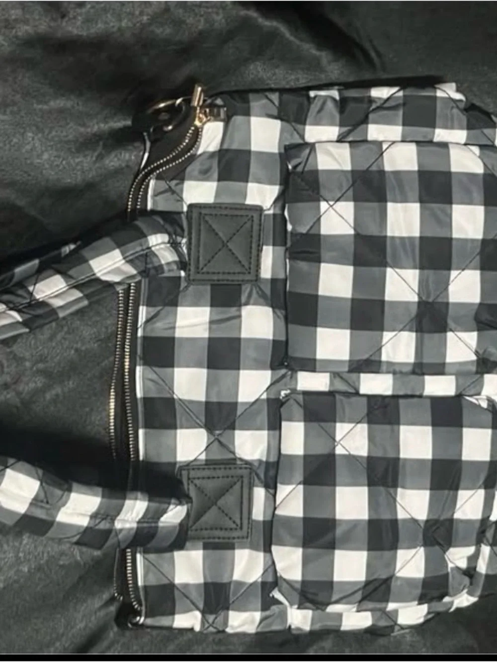 Black & White Gingham Quilted Tote Bag
